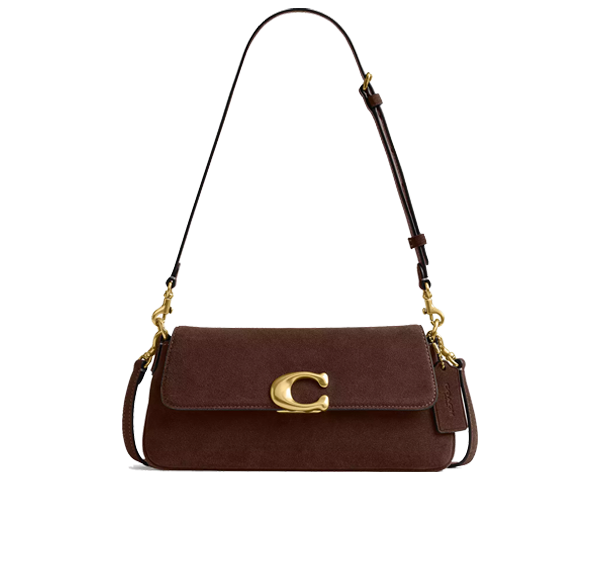 Coach Women's Jet Shoulder Bag Suede/Brass/Dark Chocolate