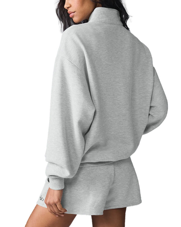 alo Women's Accolade 1/4 Zip Pullover - Athletic Heather Grey