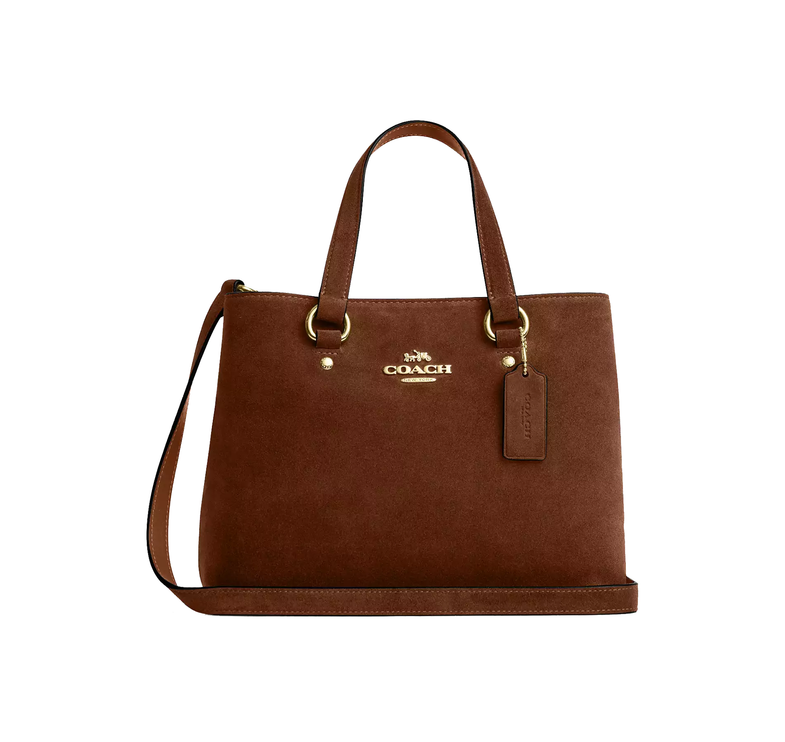 Coach Women's Station Carryall Bag Suede/Gold/Warm Brown