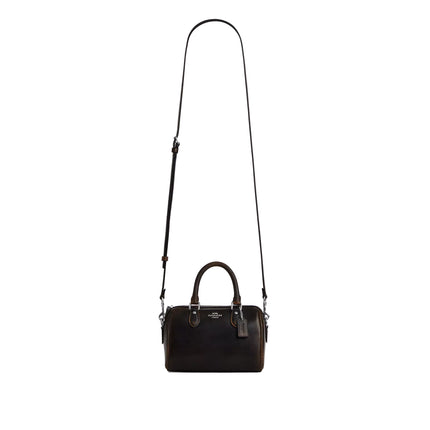 Coach Women's Mini Rowan Crossbody Bag In Loved Leather Silver/Black Brown