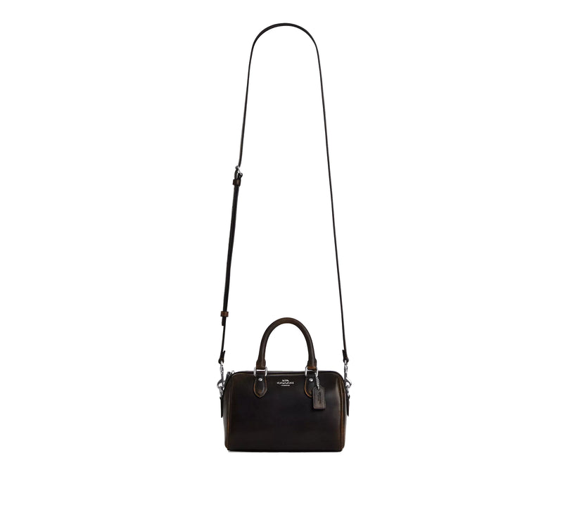Coach Women's Mini Rowan Crossbody Bag In Loved Leather Silver/Black Brown