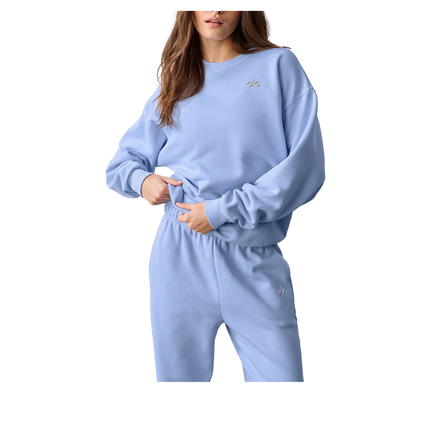 alo Women's Accolade Crew Neck Pullover Light Provence Blue