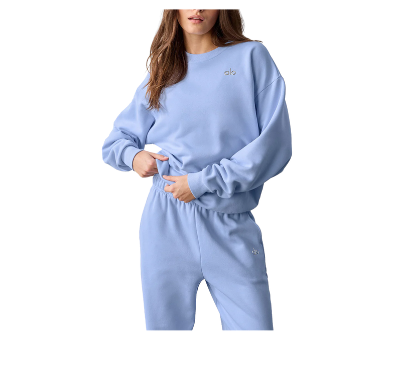 alo Women's Accolade Crew Neck Pullover Light Provence Blue