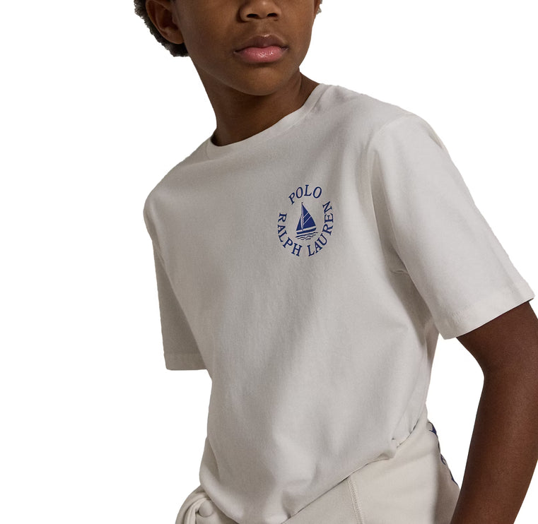 Polo Ralph Lauren Boy's Logo Cotton Jersey Tee Deckwash White