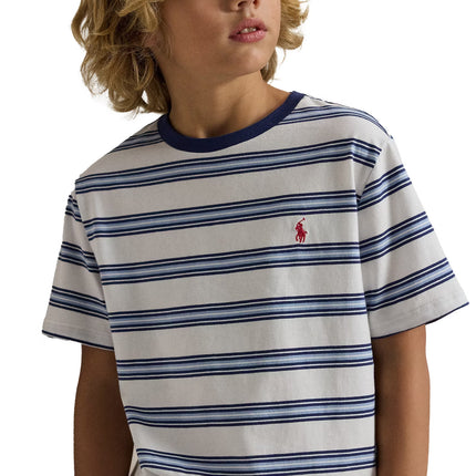 Polo Ralph Lauren Boy's Striped Cotton Jersey Tee Deckwash White Multi