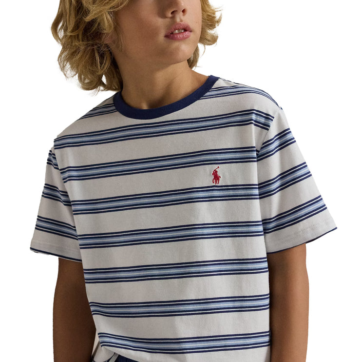 Polo Ralph Lauren Boy's Striped Cotton Jersey Tee Deckwash White Multi