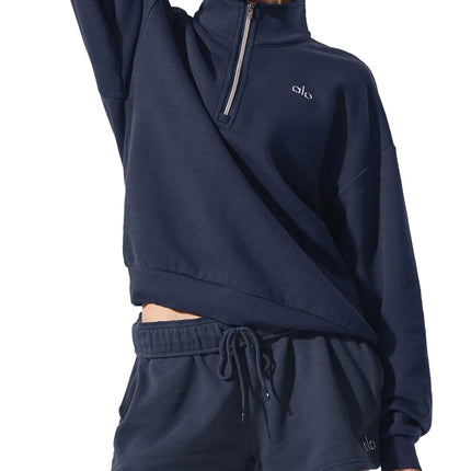 alo Women's Accolade 1/4 Zip Pullover - Navy