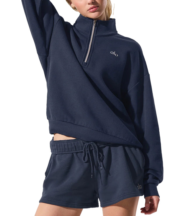 alo Women's Accolade 1/4 Zip Pullover - Navy