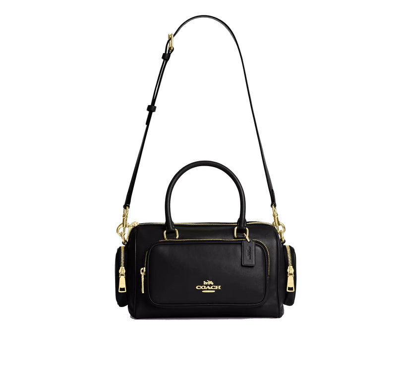 Coach Women's Rowan Satchel Bag With Pockets Gold/Black