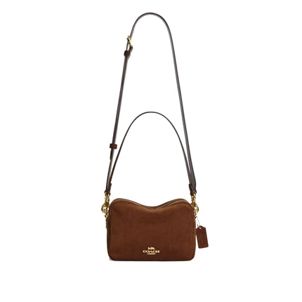 Coach Women's Carey Crossbody Bag Suede/Gold/Warm Brown