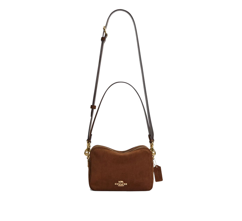 Coach Women's Carey Crossbody Bag Suede/Gold/Warm Brown