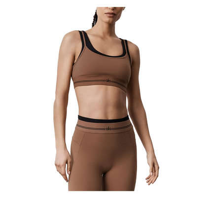alo Women's Airbrush Better Together Bra Sun Kissed Brown/Black
