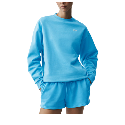 alo Women's Accolade Crew Neck Pullover Azure Blue