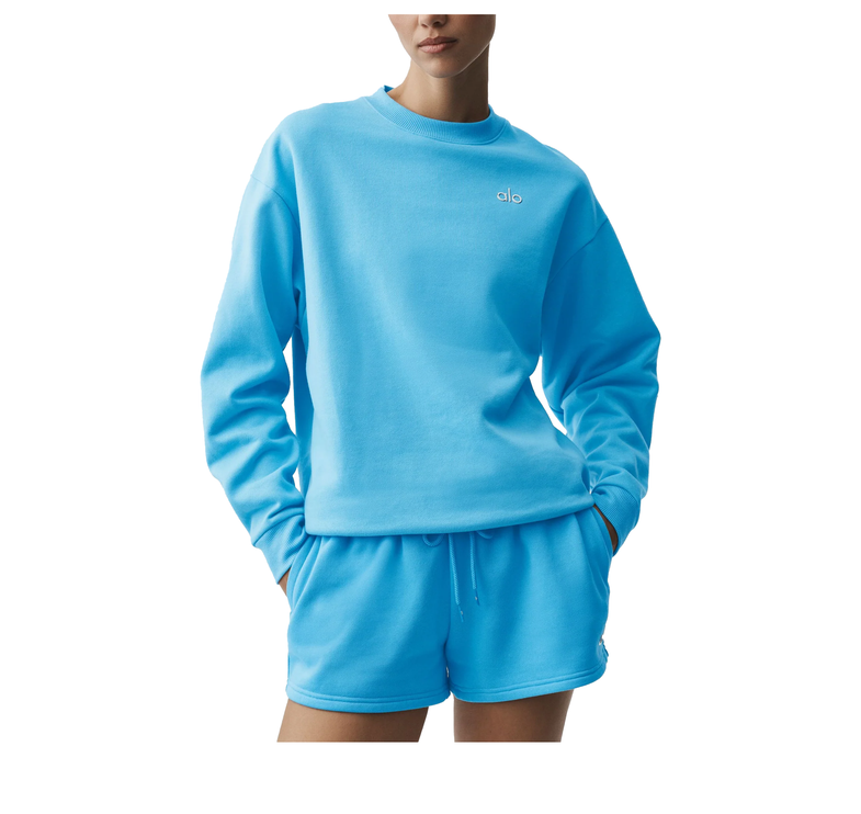 alo Women's Accolade Crew Neck Pullover Azure Blue