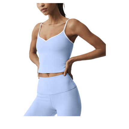 alo Women's Airbrush Refined Bra Tank Light Provence Blue/White