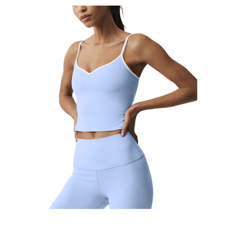 alo Women's Airbrush Refined Bra Tank Light Provence Blue/White