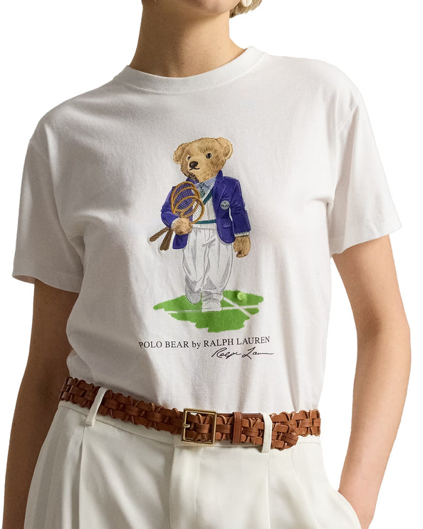 Polo Ralph Lauren Women's Wimbledon Polo Bear Jersey Tee White