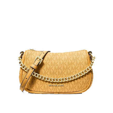 Michael Kors Women's Carmela Small Signature Logo Convertible Crossbody Bag Honeywheat/Gold