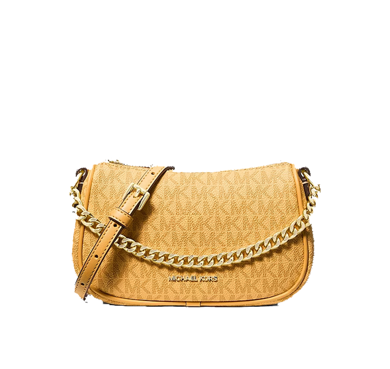 Michael Kors Women's Carmela Small Signature Logo Convertible Crossbody Bag Honeywheat/Gold