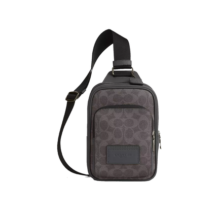 Coach Unisex Racer Sling Pack In Signature Canvas Gunmetal/Grey/Charcoal