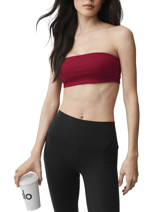 alo Women's Airbrush Bandeau Bra Summer Romance Red