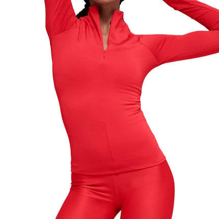 alo Women's Airlift Winter Warm 1/4 Zip Long Sleeve Bright Red