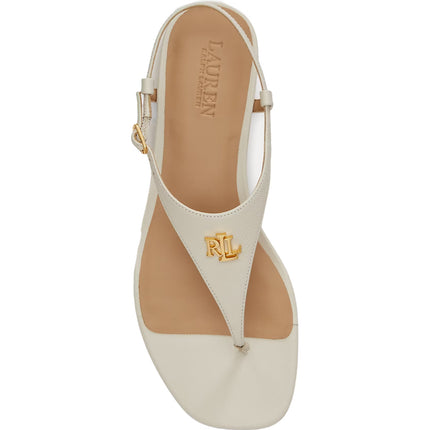 Polo Ralph Lauren Women's Everley II Crosshatch Leather Sandal Soft White