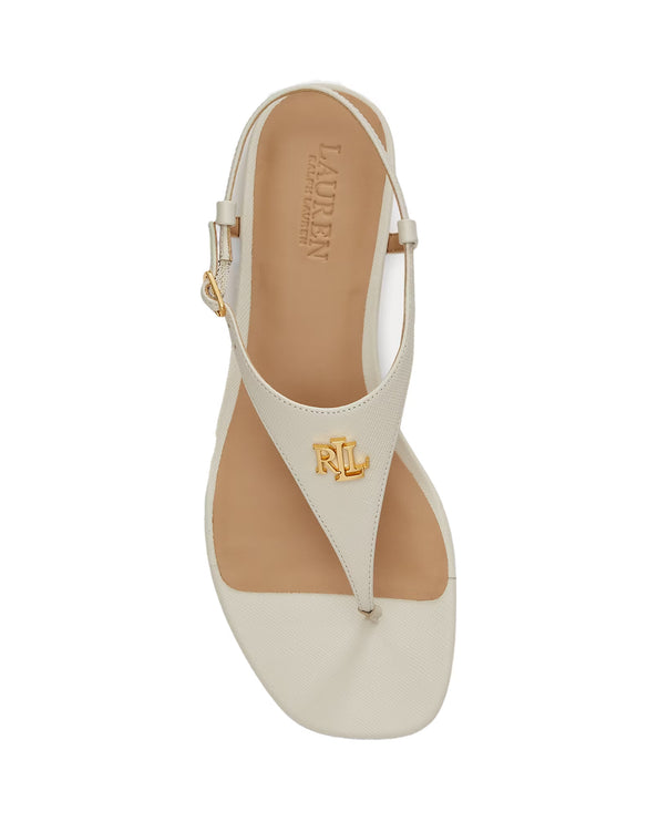 Polo Ralph Lauren Women's Everley II Crosshatch Leather Sandal Soft White