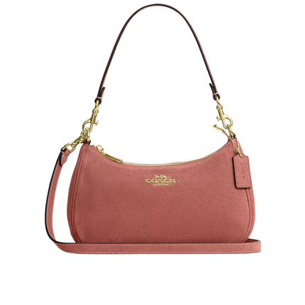 Coach Women's Teri Shoulder Bag Suede/Gold/Blush Pink