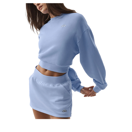 alo Women's Cropped Accolade Crewneck Light Provence Blue