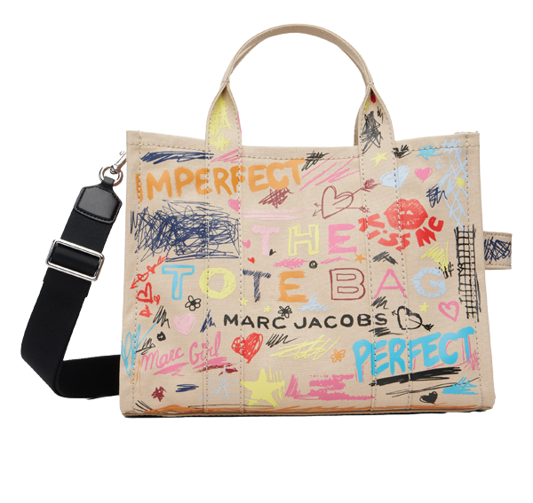 Marc Jacobs Women's The Punk Scribble Canvas Medium Tote Bag Beige