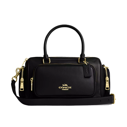 Coach Women's Rowan Satchel Bag With Pockets Gold/Black