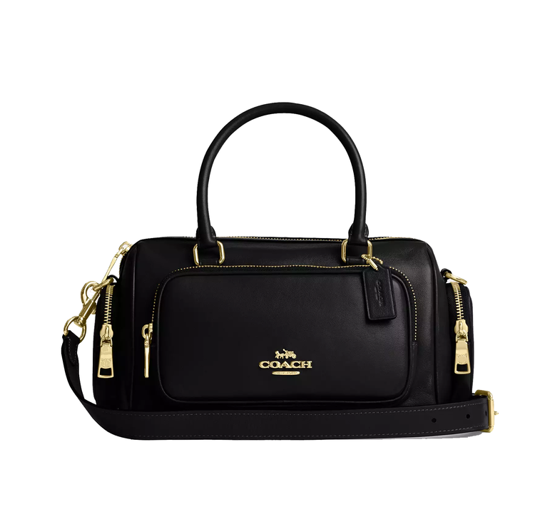 Coach Women's Rowan Satchel Bag With Pockets Gold/Black