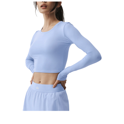 alo Women's Alosoft Crop Finesse Long Sleeve Light Provence Blue