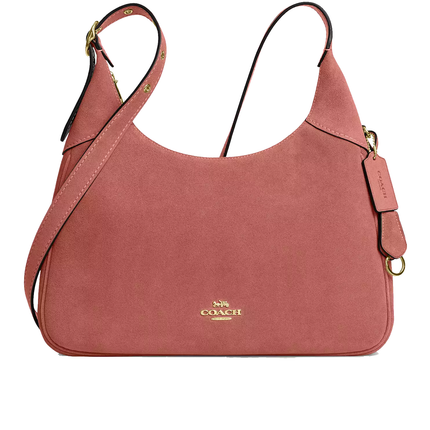 Coach Women's Ella Shoulder Bag Suede/Gold/Blush Pink