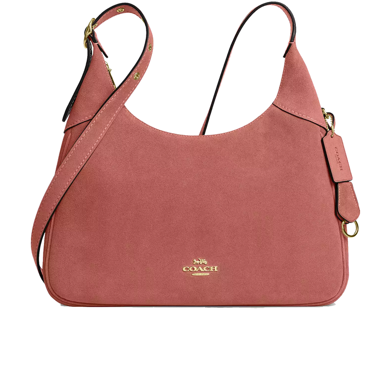Coach Women's Ella Shoulder Bag Suede/Gold/Blush Pink