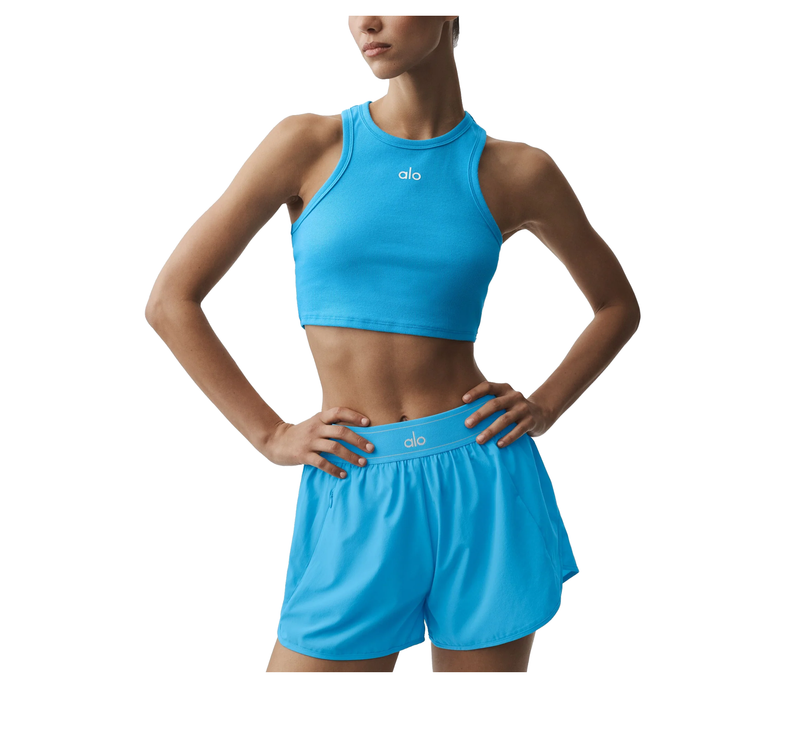 alo Women's Aspire Tank Azure Blue/White
