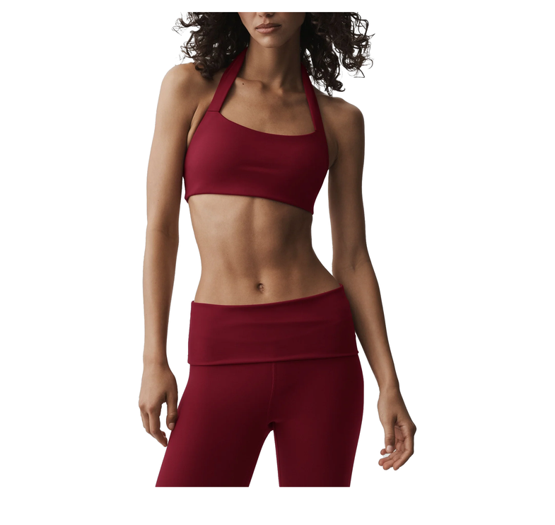 alo Women's Softsculpt Feel The Heat Halter Bra Summer Romance Red