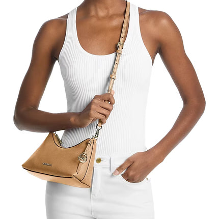Michael Kors Women's Sammy Small Pebbled Leather Convertible Crossbody Bag Camel/Gold