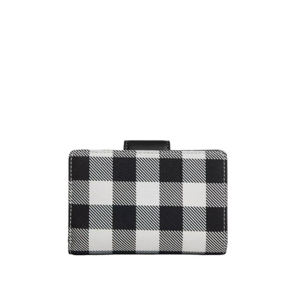 Coach Women's Medium Corner Zip Wallet With Gingham Print Gold/Black Multi
