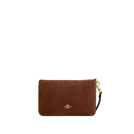 Coach Women's Ashton Wristlet Suede/Gold/Warm Brown