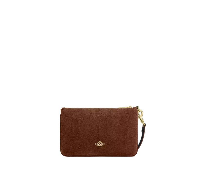 Coach Women's Ashton Wristlet Suede/Gold/Warm Brown