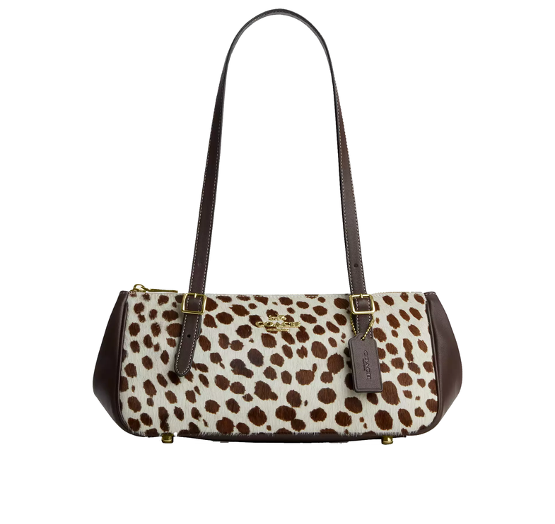 Coach Women's Asher Shoulder Bag In Haircalf Gold/Dark Brown Chalk
