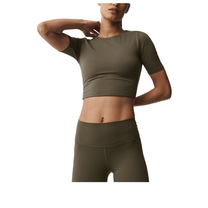alo Women's Softsculpt Precision Half Sleeve Tee Olive Tree