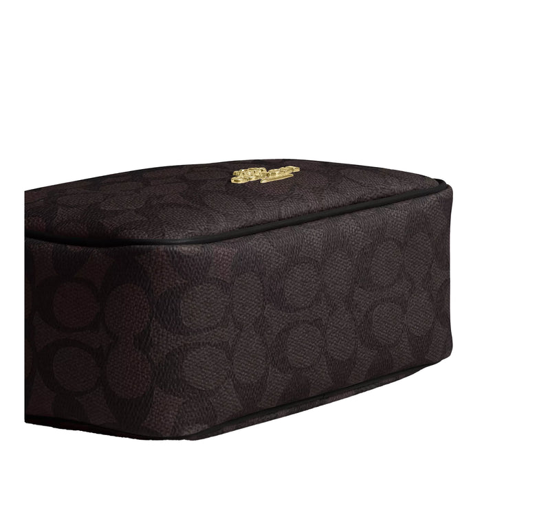 Coach Women's Mini Carey Crossbody Bag In Signature Canvas Gold/Walnut/Black