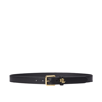 Polo Ralph Lauren Women's Logo-Keeper Leather Skinny Belt Black
