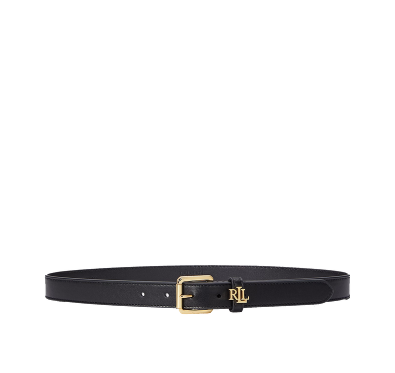 Polo Ralph Lauren Women's Logo-Keeper Leather Skinny Belt Black