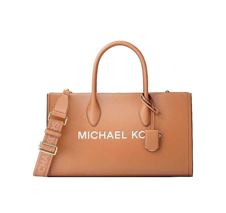 Michael Kors Women's Mirella Medium Pebbled Leather Satchel Bag Luggage/Gold