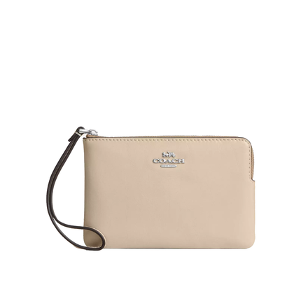 Coach Women's Corner Zip Wristlet Silver/Ivory