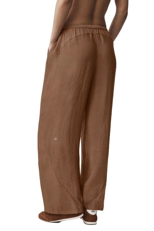 alo Women's Semi-Sheer Golden Hour High-Waist Straight Leg Pant Sun Kissed Brown